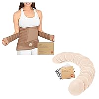 KeaBabies Pregnancy Belly Support Band and Bamboo Viscose Nursing Breast Pads - Belly Bands for Pregnant Women - 14 Washable Pads + Wash Bag - Maternity Belly Band