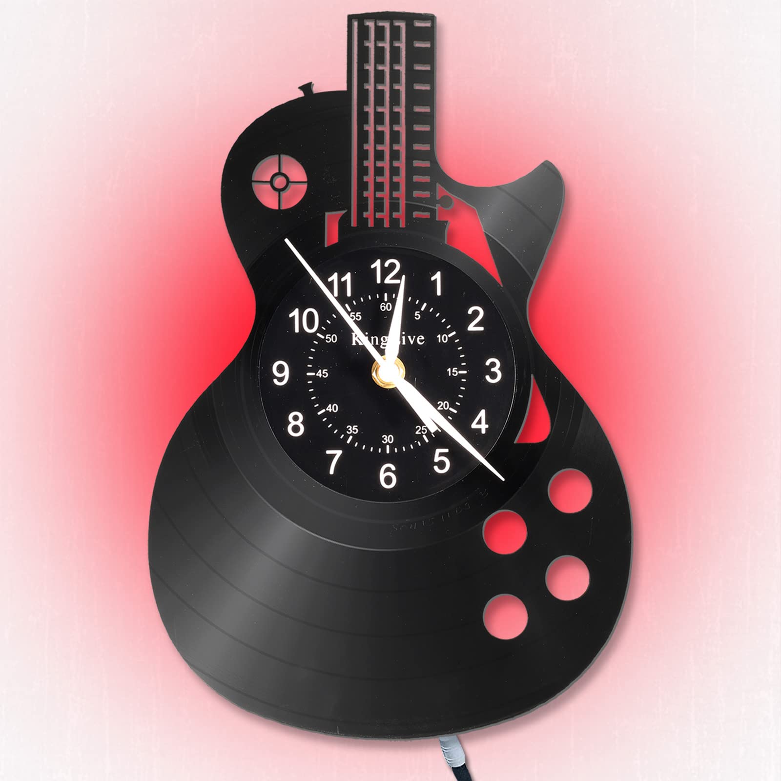Mua KingLive Music Wall Clock, Guitar Vinyl Wall Clock12”(30cm) 7 Kinds of  LED Color Art Home Decor Music Instrument Wall Clock Silent Non Ticking for  Living Room Bedroom Music Studio trên Amazon