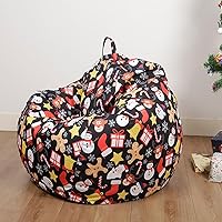 Lazy Sofa Cartoon Style Bean Bag Chair Comfortable Linen Photography Props Bean Bag Sofa Chair Bedroom Living Room(No Fillers)(Color:Black,Size:100cmx120cm)