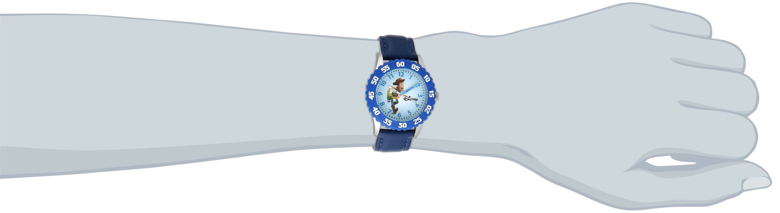 Disney Toy Story Kids' Bezel Stainless Steel Time Teacher Analog Leather Strap Watch