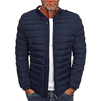 Men'S Winter Coats Zip Up Puffer Diamond Check Jacket Heated Slim Fit Lightweight Jacket Thick Casual Coat
