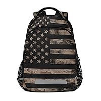 ALAZA American Flag Desert Camouflage Grunge Backpack Purse for Women Men Personalized Laptop Notebook Tablet School Bag Stylish Casual Daypack, 13 14 15.6 inch