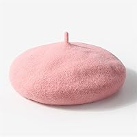 1 PCS Fashion Wool Baby Hat for Girls Candy Color Elastic Infant Baby Beret Hat Kids Caps for Girls 1-4 Years (Color : Pink A, Size : One Size)