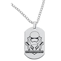 Star Wars Jewelry Episode 7 Stormtrooper Laser Etched Dog Tag Pendant Necklace, 22