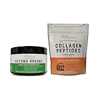 Beyond Greens & Collagen Peptides Peach Mango| Mushroom Coffee Alternative Low Caffeine + Hair, Skin, Nail, and Joint Support