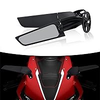 Motorcycle Rearview Mirrors, Adjustable Rotating Side Mirrors for front upper, Fit for Honda Kawasaki Suzuki Yamaha Motorcycle Wing Mirror - Large