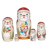 Father Frost Nesting Doll (3 pc.), Nesting Dolls Matryoshka Wood Stacking Nested Set 5 Pieces, Handmade Toys for Christmas, 7