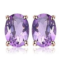 JewelryPalace Natural Garnet Peridot Amethyst Citrine Blue Topaz Birthstone Stud Earrings for Women, 14k Gold Plated 925 Sterling Silver Earrings for Women, Gemstones Jewellery Sets for Girls