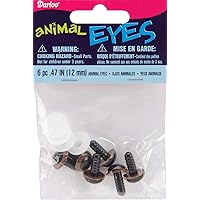 Darice 6 Piece 12mm Animal Eyes With Plastic Washer, Brown