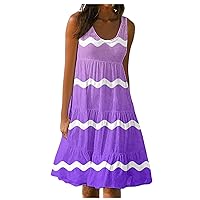 Long Dresses for Women,Women's Gradient Print Sleeveless Beach Maxi Dress Casual Boho Summer Dresses for Beach