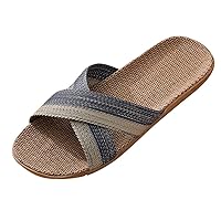 Men's Fashion Casual Slip On Cane Slides Indoor Home Slippers Beach Shoes