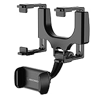 Scosche SUHRM-1 StuckUp Rotatable Hands-Free Cell Phone Holder, Car Rear View Mirror Mount, 360° Hanging Rearview Mirror Phone Mount, Compatible w/iPhone 15/14/13/12 Series, Android Smartphone, GPS