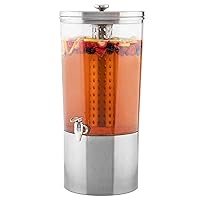 TableCraft 4.5 Gallon Upscale Drink Dispenser with Fruit Infuser, Stand Faucet Spigot | BPA Free | Tritan Stainless Steel Nickel Plated | Cold Beverage Dispenser for Catering, Buffet or Home Use