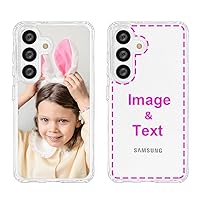 Custom Samsung Galaxy S24+/S24 Plus 5G Case, Customized Personalized Shockproof Cases with Photo Image Text Picture Design Your Own Phone Covers [Soft Cushion Bumper+Hard PC Back](HIC-CR-P1)