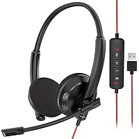 NUBWO HW03 USB Headset with Noise Canceling Microphone for PC, in-line Controls, Lightweight Wired Headset for PC, Mac, Laptop on Home, Office, Classroom, Chat, Online Class, Meeting