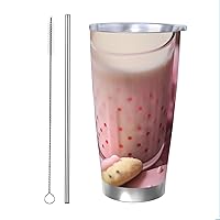 20oz Tumbler with Lid Hot Milk and Biscuits Insulated Tumbler Stainless Steel Insulated Cups Vacuum Insulated Coffee Ice Cup Double Wall Car Travel Mug for Car Office Desk Home