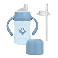 Green Sprouts® Sprout Ware® Sip & Straw 6oz., 6mo+, Plant-plastic, Platinum-cured Silicone, Dishwasher Safe, Grows with Baby, Tested for Hormones