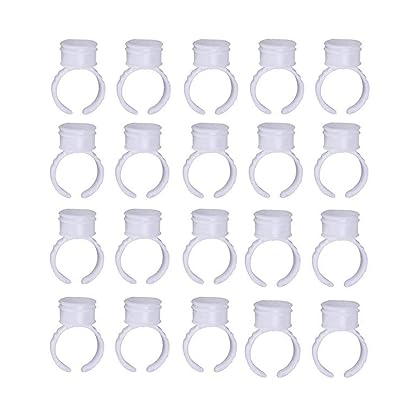 COOSKIN 100pcs Microblading Pigment Glue Rings Tattoo Ink Holder for Eyelash Extension Rings