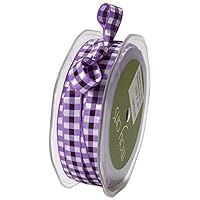 May Arts 3/8-Inch Wide Ribbon, Purple Multicolored Check