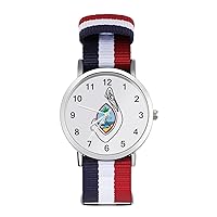 Guam Seal with Hook Wrist Watch Adjustable Nylon Band Outdoor Sport Work Wristwatch Easy to Read Time