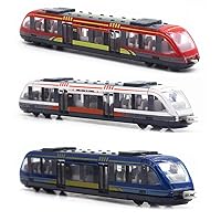 Toy Train Set High Speed Locomotive Engine Die Cast Model Car Sliding Linked Subway Bullet Train Set for Kids Pack of 3
