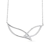 Leaf Shaped Diamond Pendant Necklace 0.50 Carat IGI Certified Lab Grown Diamond in Sterling Silver 14K Gold Plated Gift for Her (VS-SI Clarity, G-H Color)