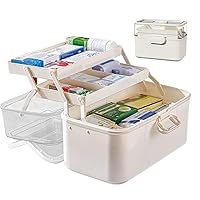 Portable First Aid Box Plastic Medication Organizer 3 Layers Tablet Organiser Lockable Storage Box with Handle XL Medicine Cabinets