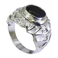 Genuine Black Onyx Ring Sterling Silver Oval Shape Chakra Healing US 4,5,6,7,8,9,10,11,12