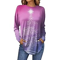 Women Christmas Vacation Sweatshirt Casual Crew Neck Long Sleeve Holiday Shirts Loose Fit Sexy Trendy Clothes
