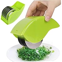 Herb Roller with 6 Blade Manual Herb Chopper Herb Cutter Sharp Detachable Washable Herb Choppers for Cilantro Scallion Parsley.
