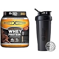 Super Advanced Whey Protein Powder, Chocolate (1.78 lbs) and BlenderBottle Classic Shaker Bottle (28 oz), Black