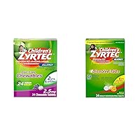 Zyrtec Children's Allergy Relief Chewables & Dissolving Tablets, Grape & Citrus Flavor, Antihistamine Cetirizine HCl, 24 ct