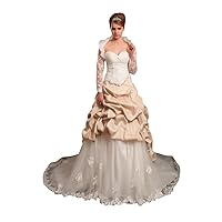 Ivory And Champagne Sweetheart Pick Up Wedding Dress With Lace Jacket