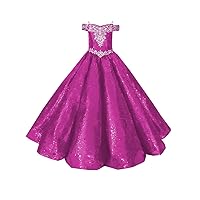 Mollybridal 2024 Glitter Sequined Patterned Ball Gown Boho Off Shoulder Mini Quinceanera Prom Dresses for Little Girls
