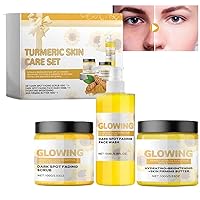 3 in 1 Turmeric Combo Skincare Set, Turmeric Glow Combo Skincare Set, Turmeric Glow Scrub, Glow Butter and Turmeric Glow Face Wash, Facial Cleanser+facial Cream+scrub (1Set)