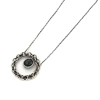 925 Sterling Silver Magic Circle Moss Agate Broilette Round Necklace