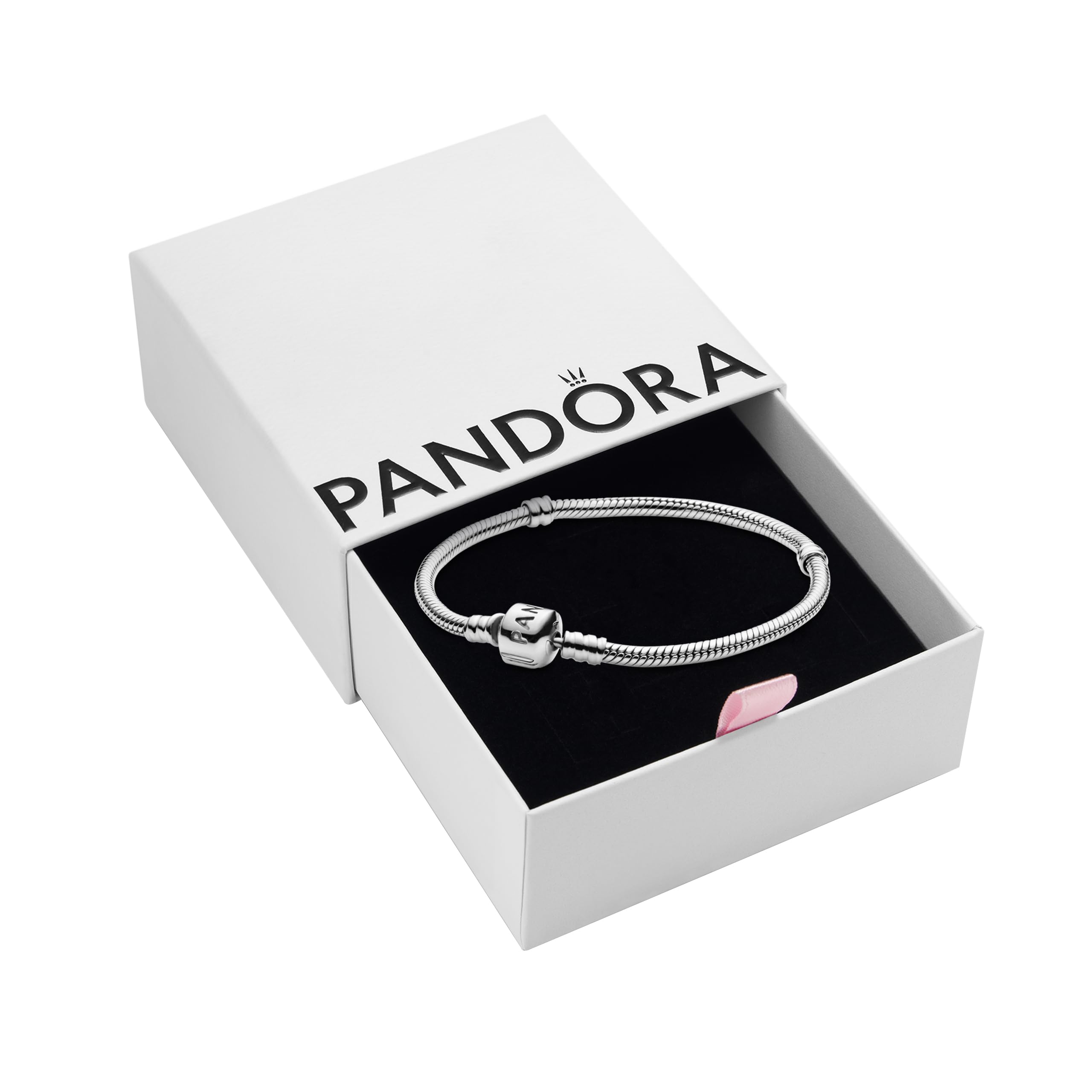 PANDORA Jewelry Iconic Moments Snake Chain Charm Sterling Silver Bracelet, 6.3