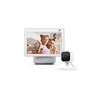 Echo Show 10 (3rd Gen) | Glacier White with Blink Mini Indoor Smart Security Camera, 1080 HD with Motion Detection
