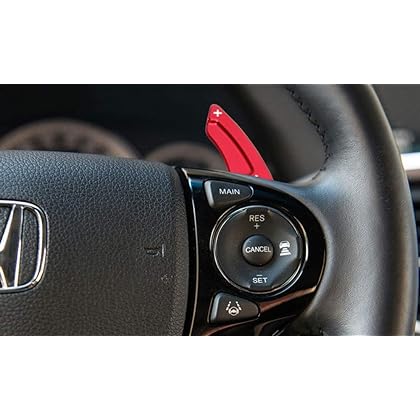 iJDMTOY Sports Red CNC Billet Aluminum Steering Wheel Larger Paddle Shifter Extension Covers Compatible with Honda Accord Civic Insight CR-V, Compatible with Acura 2009-2014 TL