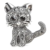 Ladies Animal Brooch Cute Cat Rhinestone Pin Fashion Jewellery Professional Processed