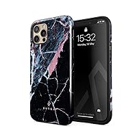 BURGA Phone Case Compatible with iPhone 12 PRO - Hybrid 2-Layer Hard Shell + Silicone Protective Case -Hidden Beauty Light Pink Peach and Black Marble - Scratch-Resistant Shockproof Cover