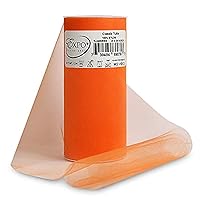 Expo International Premium Matte Tulle, Roll/Spool of 6 Inches X 25 Yards, Nylon-made Tulle Fabric, Matte Finish, Soft, Lightweight, Washable, Easy-to-Use, Orange