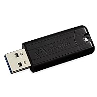 Verbatim 128GB Pinstripe USB 3.2 Gen 1 Flash Drive Retractable Thumb Drive With Microban Antimicrobial Product Protection- Black