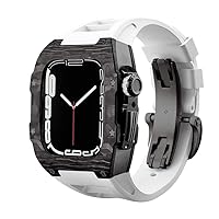 DAVNO Schutzhülle für Apple Watch Serie 8, 45 mm, luxuriöses Metallgehäuse, Kohlefaser, Titan, Zubehör für iWatch 8, 7, 6, 5, 4, SE-Serie
