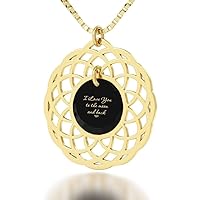 Gold Plated Mandala I Love You To The Moon and Back Necklace Pure Gold Inscribed on CZ, 18