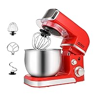 Stand Mixer, Kitchen in the box 3.2Qt Small Electric Food Mixer,6 Speeds Portable Lightweight Kitchen Mixer for Daily Use with Egg Whisk,Dough Hook,Flat Beater (Red)