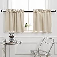 Cafe Curtain (Half Window Curtain) 24 Inches Length, Rod Pocket Kitchen Curtain, Short Blackout Curtain for Small Window, 30