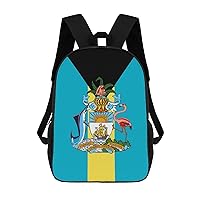 Bahamas Flag Durable Adjustable Backpack Casual Travel Hiking Laptop Bag Gift for Men & Women