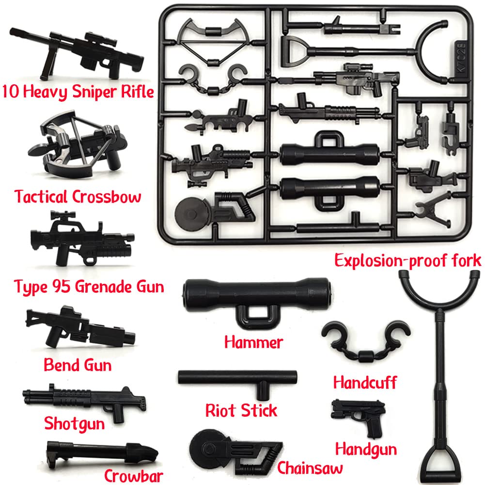 Military Weapons Pack Building Block Toys Swat Team Guns Set EOD Accessories Compatible with Mini Figure Brick Toy for Boys Age 5-12 Years