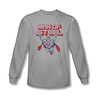 Superman - Mens Steel Retro Long Sleeve Shirt in Heather